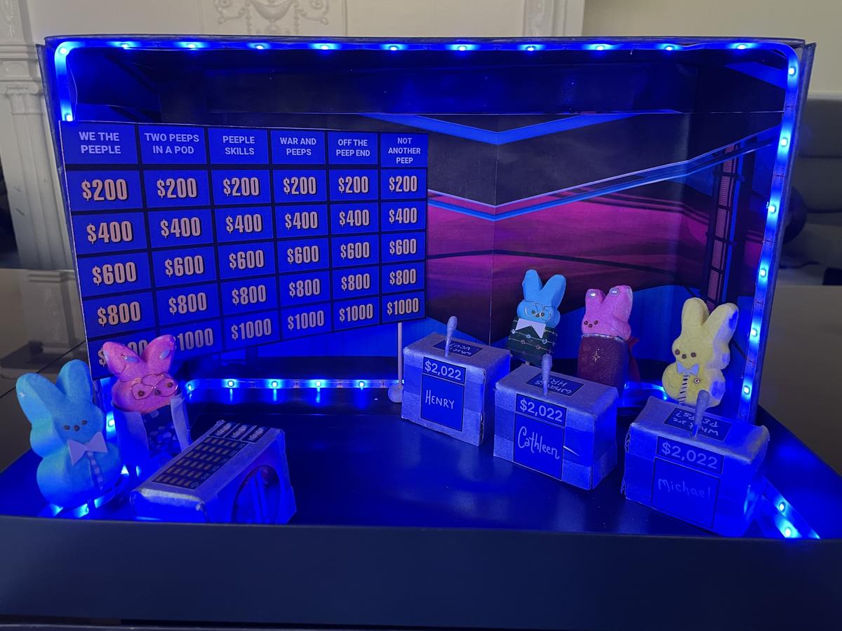 Jeopardy! Peep diorama with lights